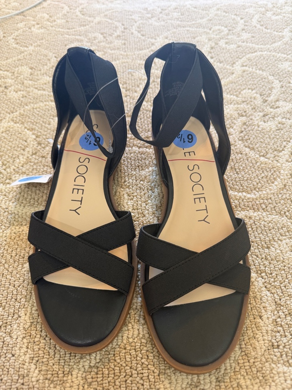 Sole Society Black Crisscross Elastic Back Sandals